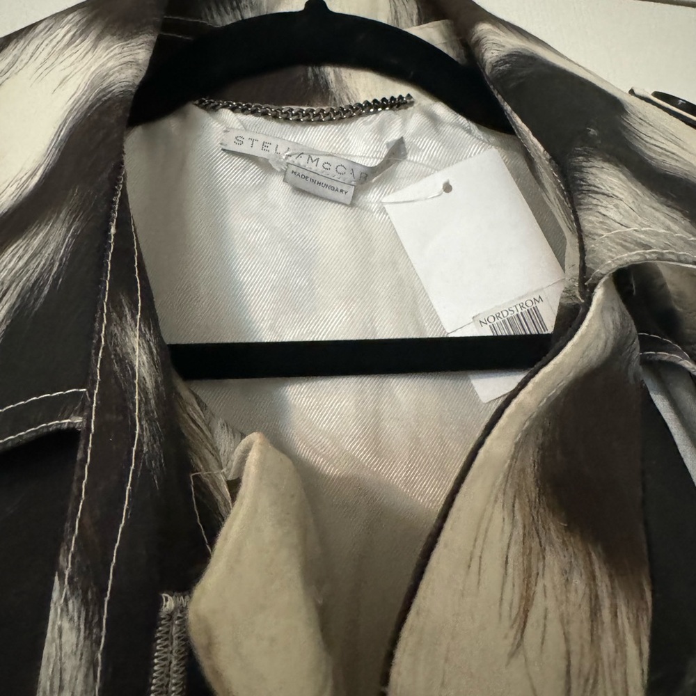STELLA MCCARTNEY OFF-WHITE COW PRINT LEANNA TRENCH COAT sz38 - Picture 3 of 9